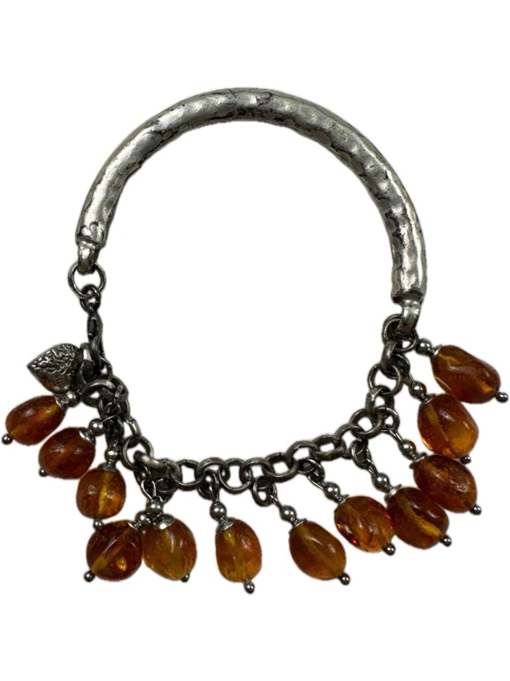Vintage Genuine Baltic Amber Jewelry Bracelet Silver Boho